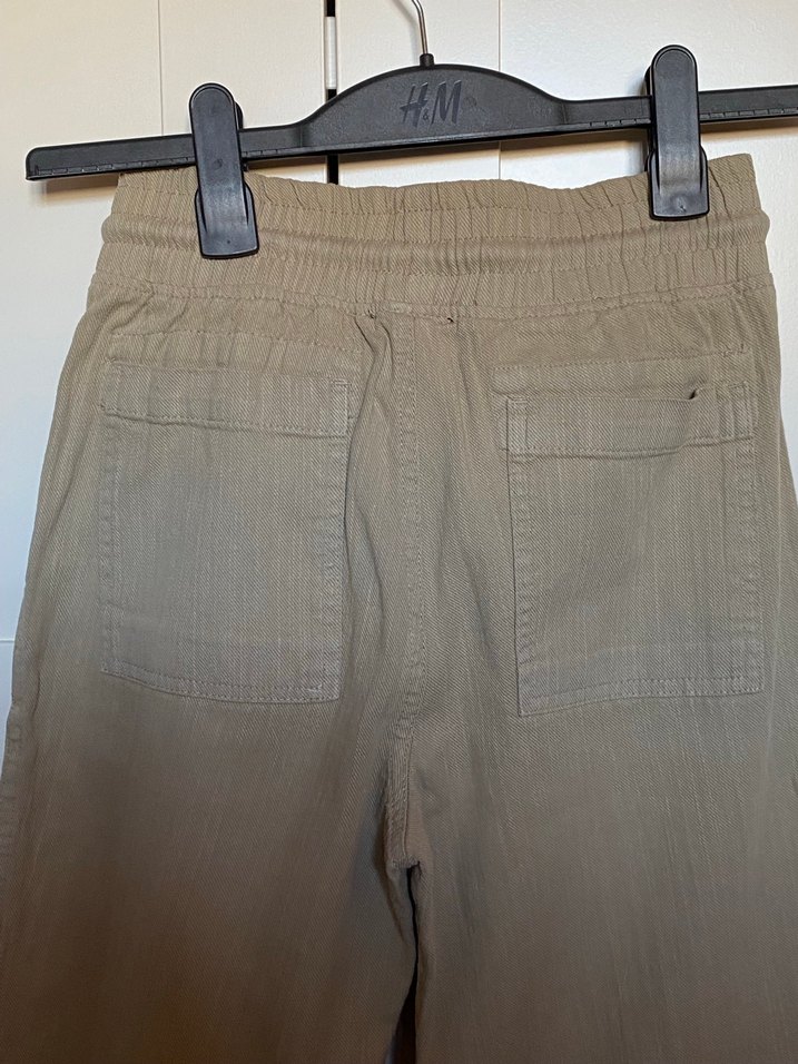 Bej Rahat Kesim Kadın Keten Pantolon - Görsel 5