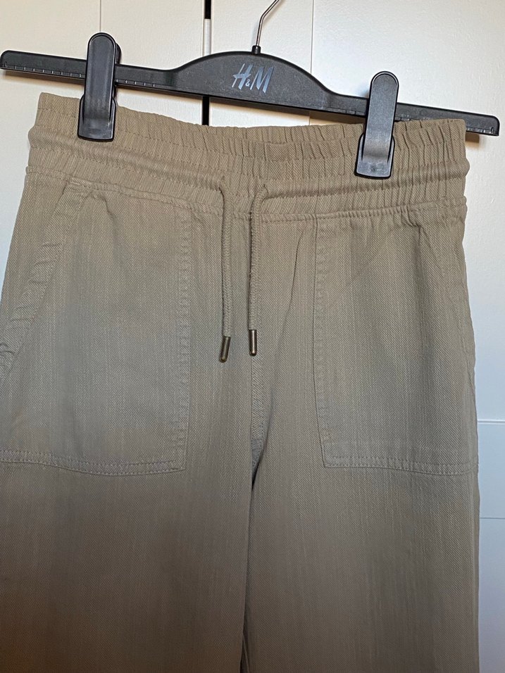 Bej Rahat Kesim Kadın Keten Pantolon - Görsel 2