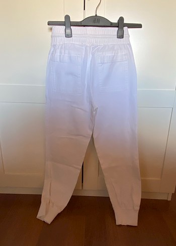 Kadın Beyaz Pamuklu Rahat Kesim Pantolon - Görsel 6