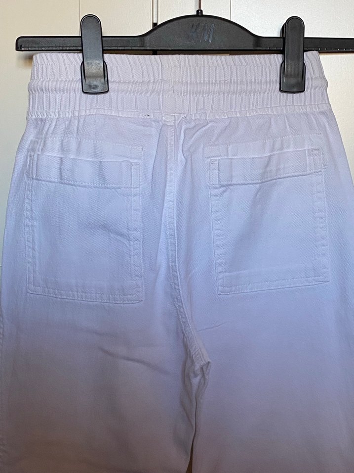 Kadın Beyaz Pamuklu Rahat Kesim Pantolon - Görsel 5