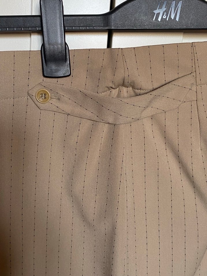 Düğmeli Bej Midi  Etek - Görsel 5