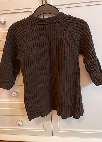 Kız Çocuk Düğmeli Kahverengi Triko Hırka - Görsel 5