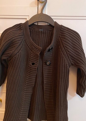 Kız Çocuk Düğmeli Kahverengi Triko Hırka - Görsel 2