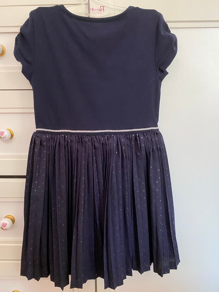 Kız Çocuk Lacivert Pilili Elbise - Görsel 3