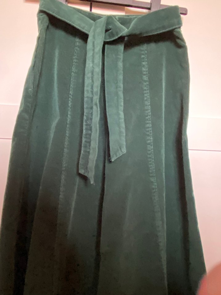 Kadın Uzun kadife Yeşil Etek - Görsel 4