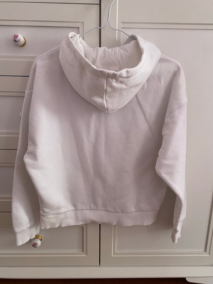 Mavi Baskılı Beyaz Kapüşonlu Sweatshirt - Görsel 3