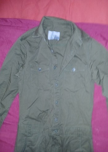 Zara Man Erkek Haki Düğmeli Uzun Tulum - Görsel 2