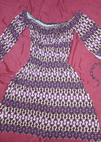 Vintage Desenli Bohem Mini Elbise - Görsel 2