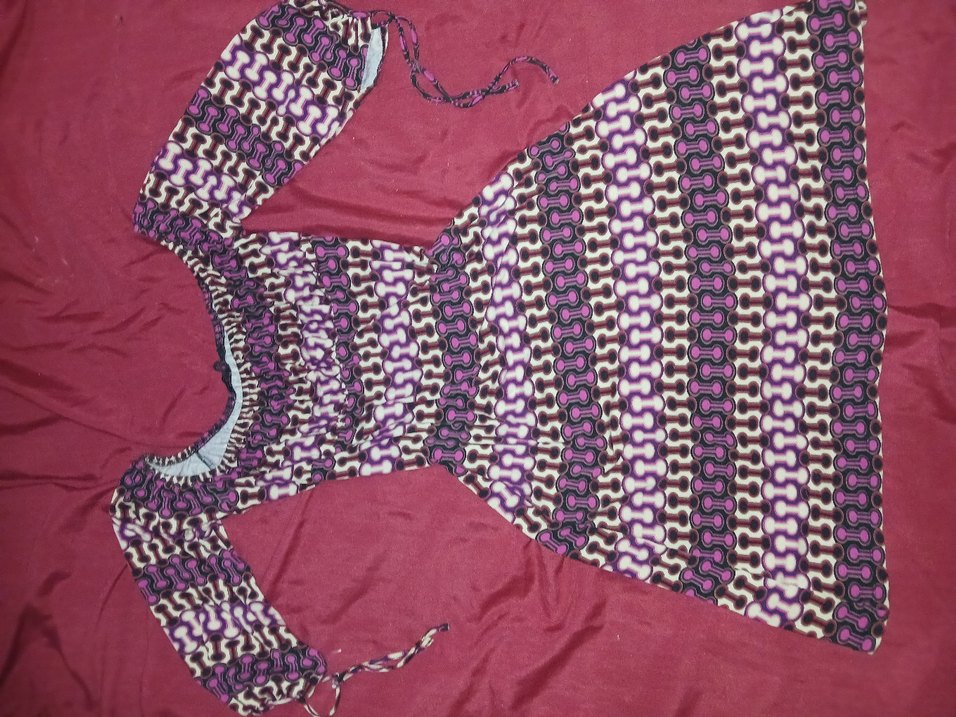 Vintage Desenli Bohem Mini Elbise - Görsel 3