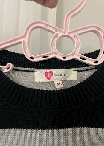 Gri Lacivert Çizgili Kadın Triko Uzun Elbise - Görsel 3