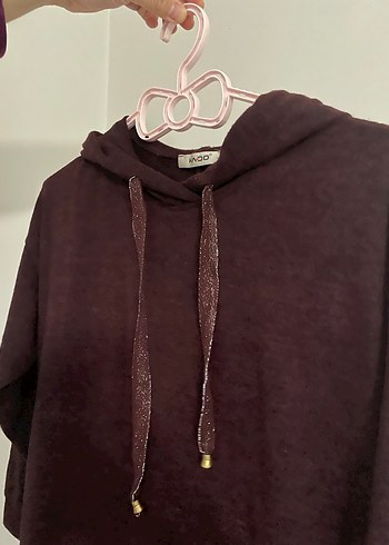 Bordo Bohem Midi Triko Kadın Tunik - Görsel 3