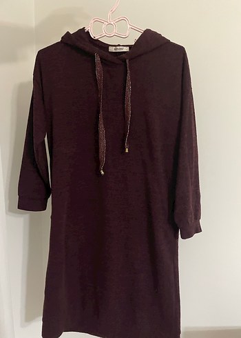 Bordo Bohem Midi Triko Kadın Tunik - Görsel 2