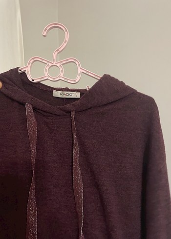 Bordo Bohem Midi Triko Kadın Tunik - Görsel 5