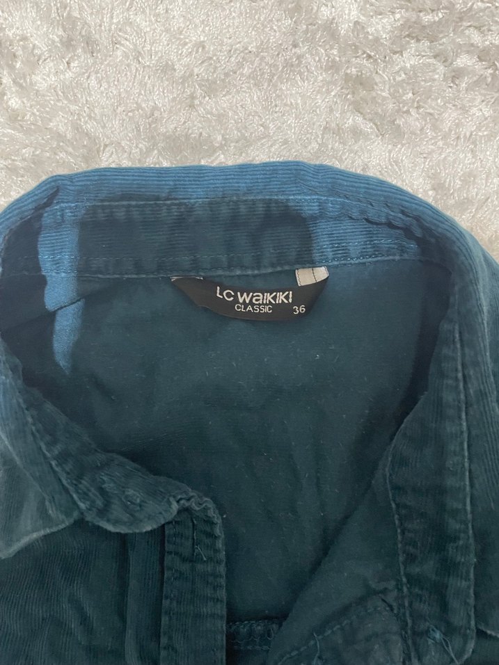 Kadın Lacivert Düğmeli Denim Gömlek - Görsel 2