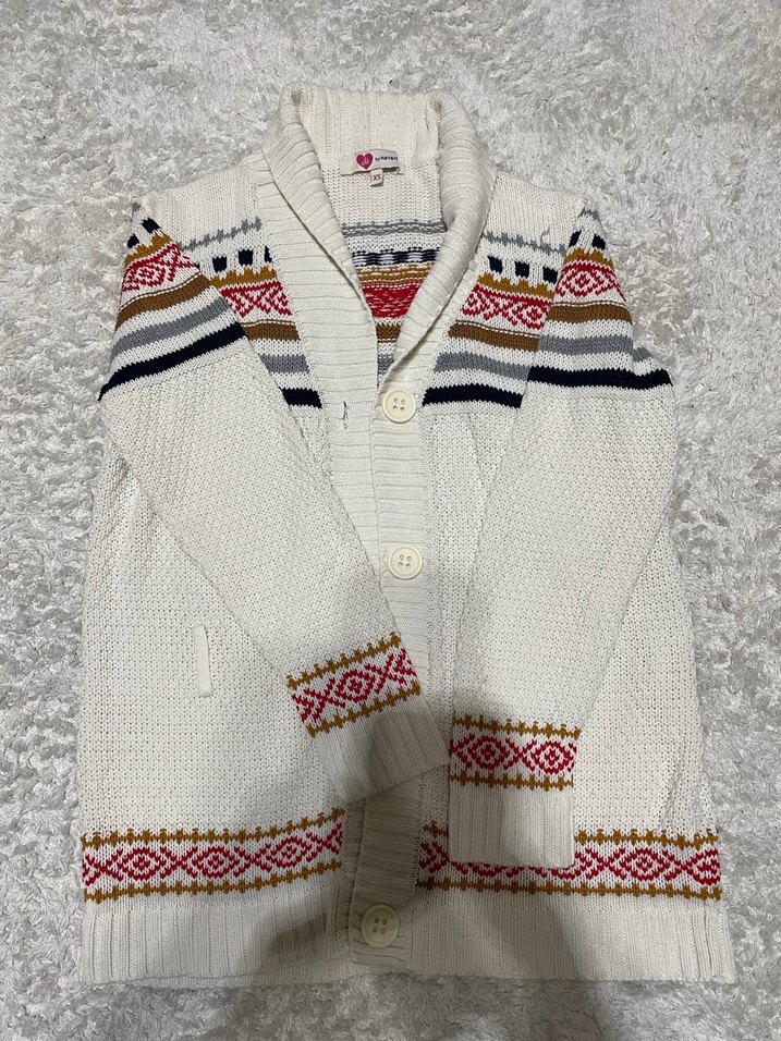 Beyaz Nakışlı Triko Hırka - Görsel 3