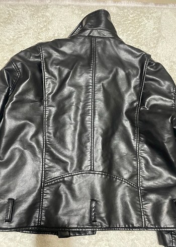 Zara Siyah Deri Fermuarlı Kadın Ceket - Görsel 4