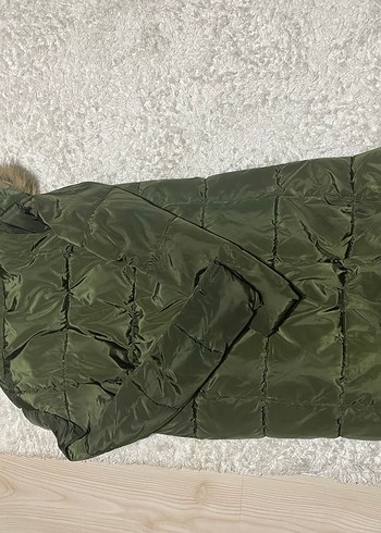 Kadın Haki Kamuflaj Suni Kürk Detaylı Kışlık Mont - Görsel 4