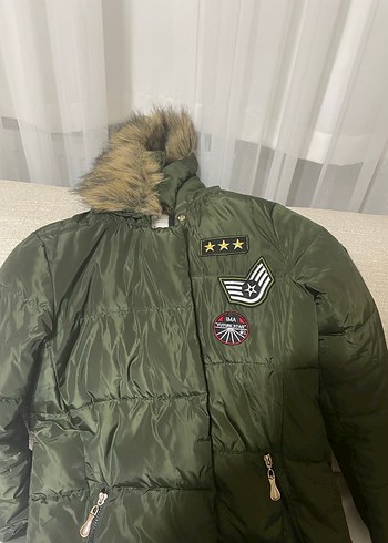 Kadın Haki Kamuflaj Suni Kürk Detaylı Kışlık Mont - Görsel 2