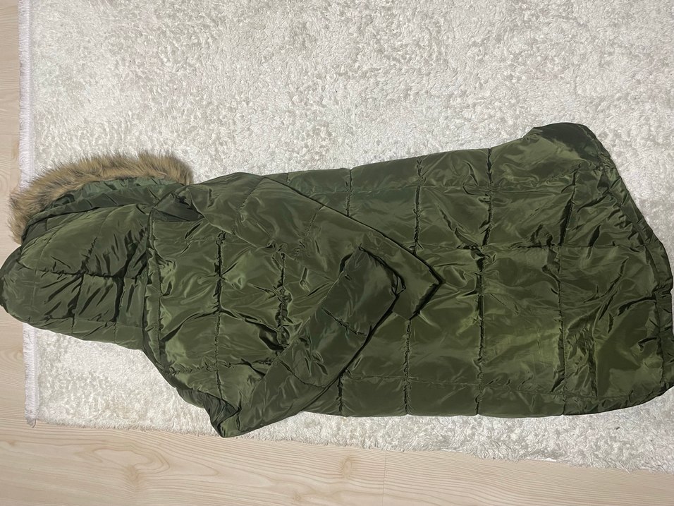 Kadın Haki Kamuflaj Suni Kürk Detaylı Kışlık Mont - Görsel 4