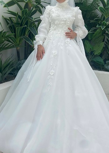 Özel Dikim Uzun Kollu Prenses Gelinlik - Görsel 3