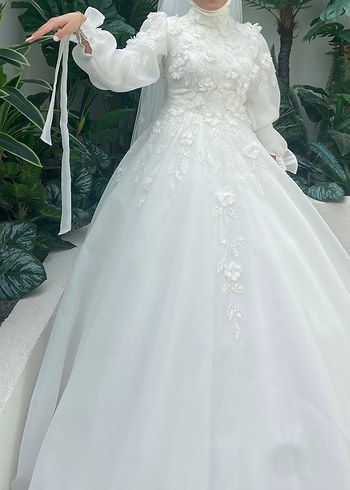 Özel Dikim Uzun Kollu Prenses Gelinlik - Görsel 2