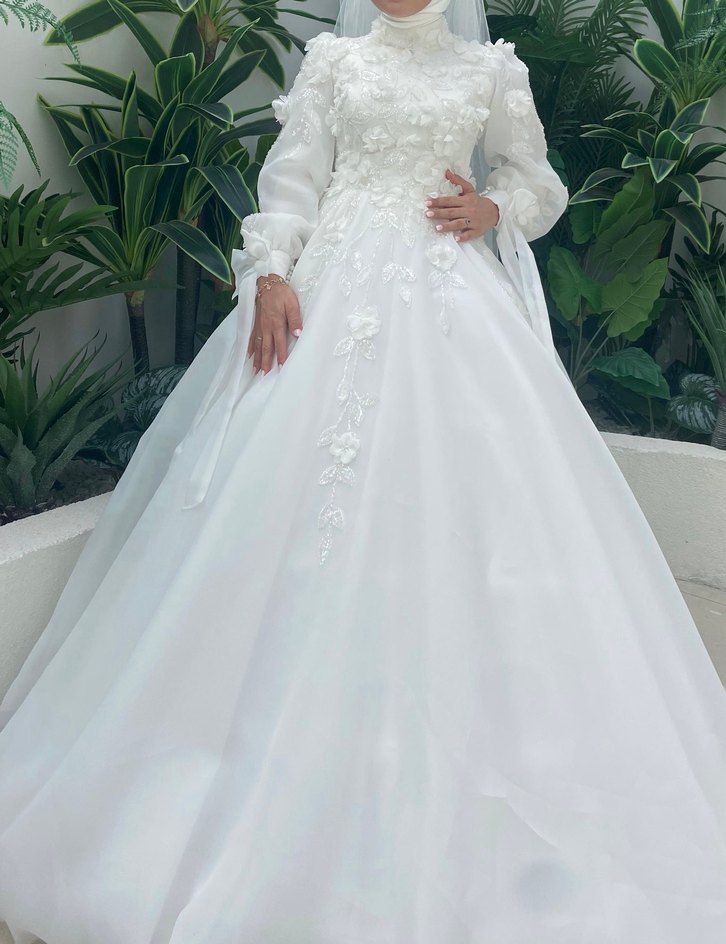 Özel Dikim Uzun Kollu Prenses Gelinlik - Görsel 3