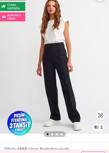 Kadın Siyah Pamuk Pantolon - Regular Fit