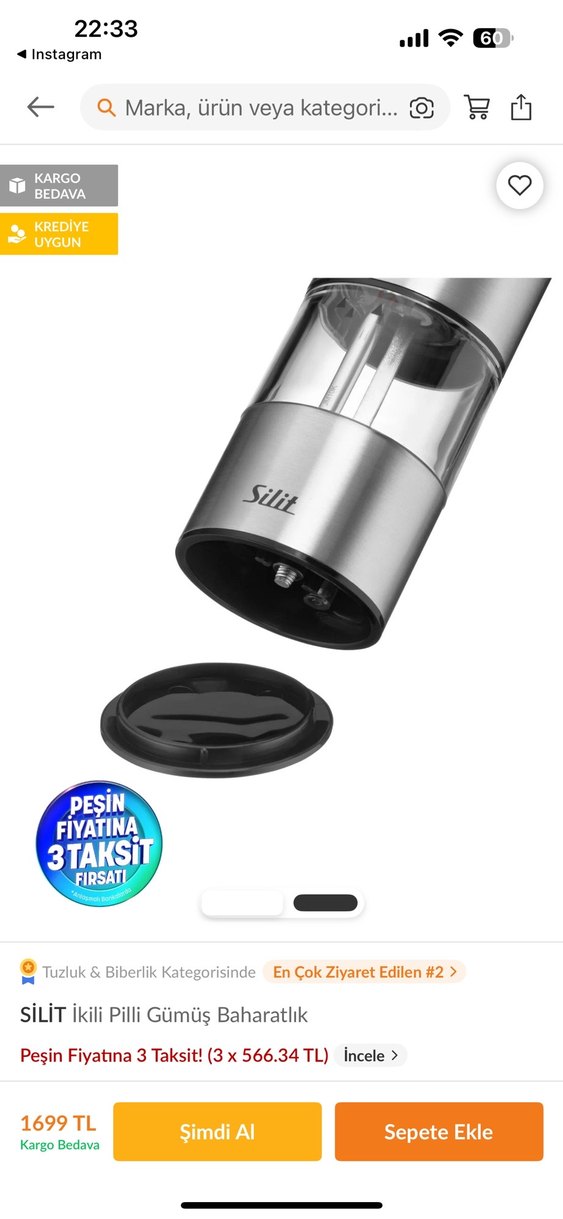 Gri Silit Tuz ve Karabiber Değirmeni Seti - Görsel 3