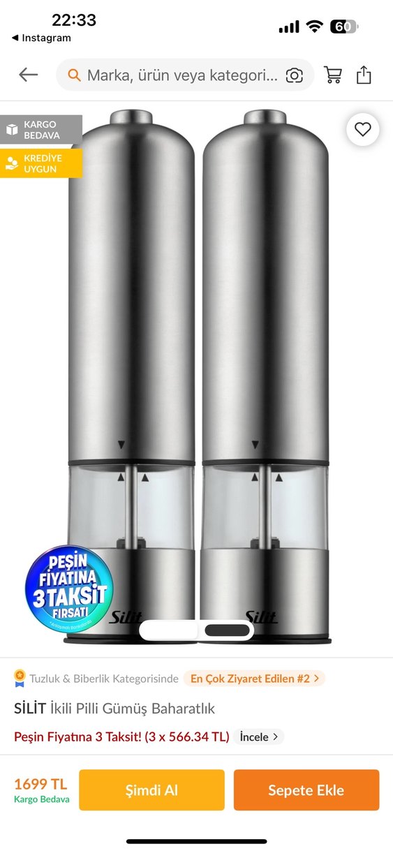 Gri Silit Tuz ve Karabiber Değirmeni Seti - Görsel 2