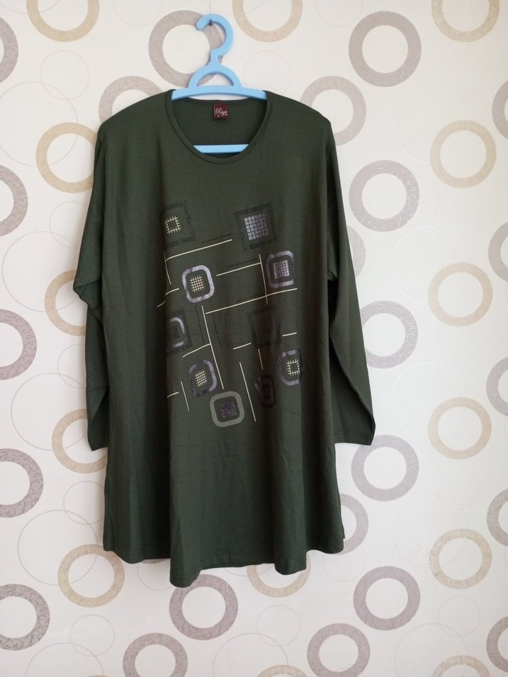 Uzun Kollu terletmez yeşil Kadın Tunik - Görsel 2