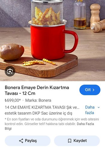 Bonera Kırmızı Emaye Derin Kızartma Tavası 12 cm - Görsel 2