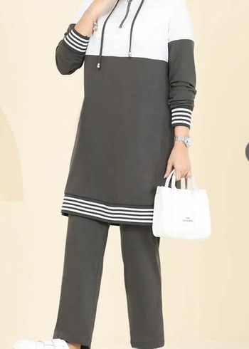 Gri Uzun Kollu Spor Salaş Tunik TAKIM - Görsel 5