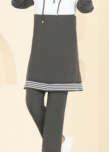 Gri Uzun Kollu Spor Salaş Tunik TAKIM - Görsel 6