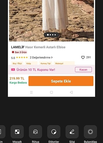 40 Beden ten rengi Renk Lamelif hasır kemerli dantel elbise