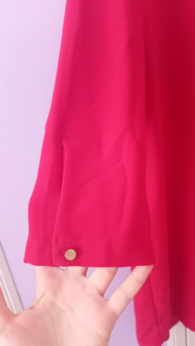 Kırmızı Krep Kumaş Tunik veya Elbise, Uzun Kollu, Salaş Kesim - Görsel 3