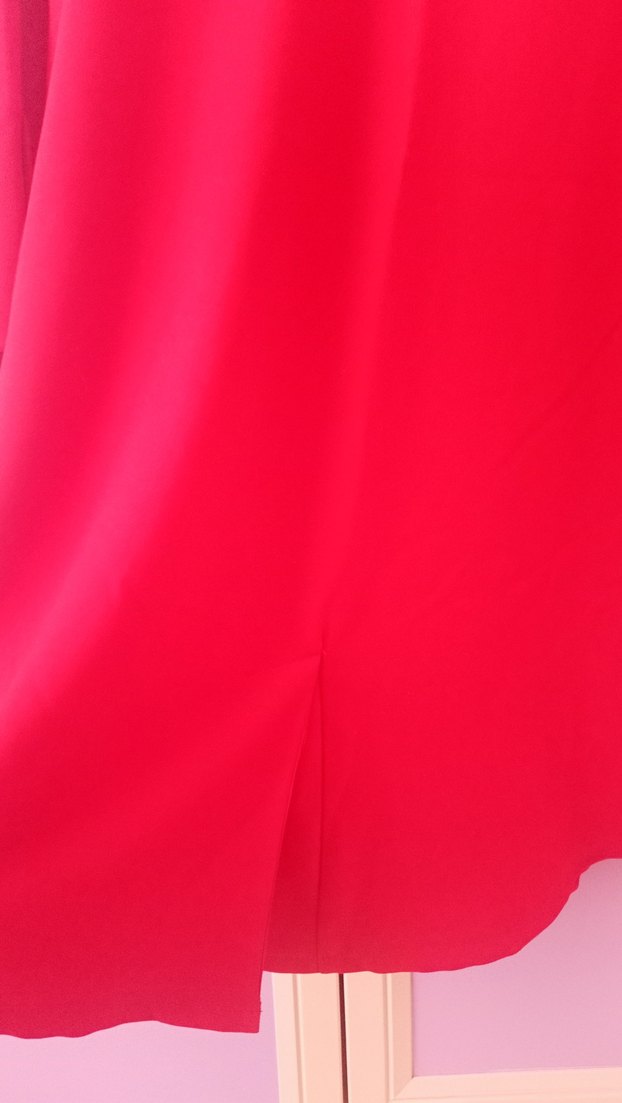 Kırmızı Krep Kumaş Tunik veya Elbise, Uzun Kollu, Salaş Kesim - Görsel 2