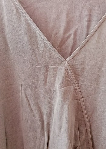 Drapeli V Yakalı Gri Kadın Bluz - Görsel 6