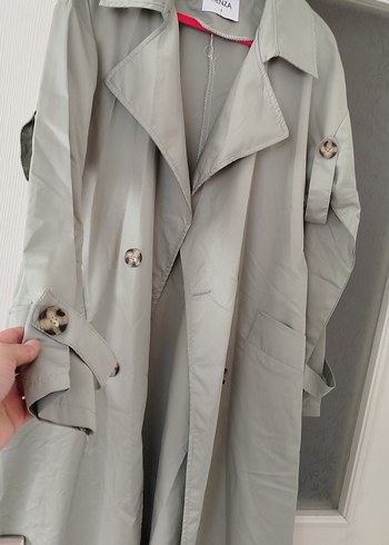 Kadın Gri Uzun Trenchcoat