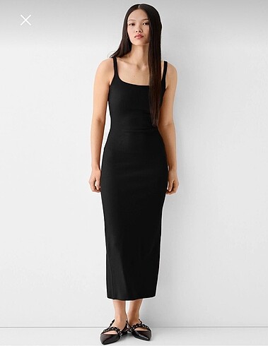 Bershka Askılı Midi Elbise