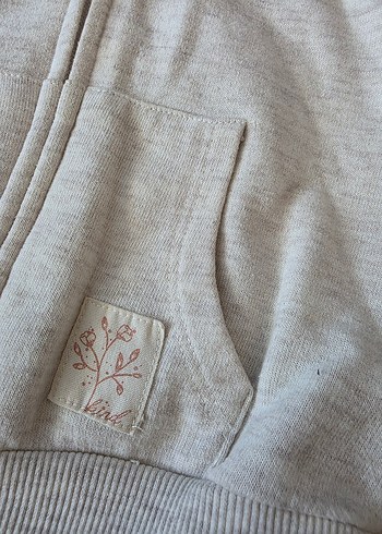 12-18 Ay Beden gri Renk Kız Çocuk Gri Kapüşonlu Fermuarlı Sweatshirt