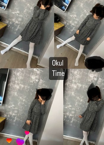 Gri örme elbise 6 7 yaş