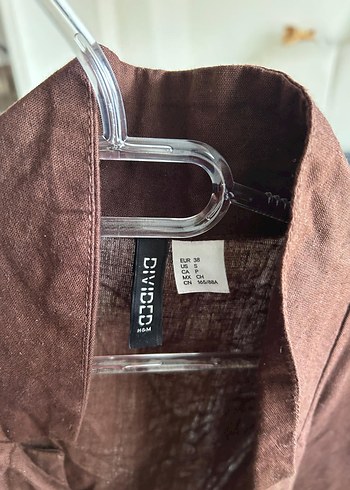 H&M Düğmeli Kahverengi Keten Kadın Gömlek