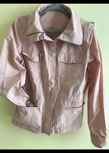 Düğmeli pembe Kadın trençkot