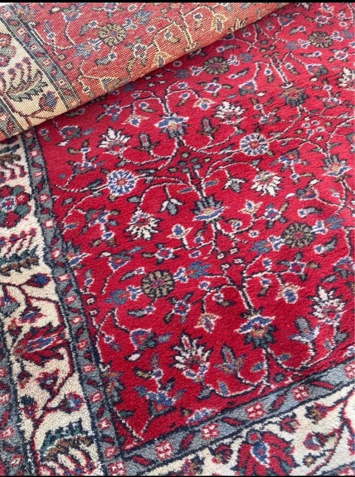 Bordo ve Gri Desenli Klasik Halı el dokuma Isparta yün halı - Görsel 2