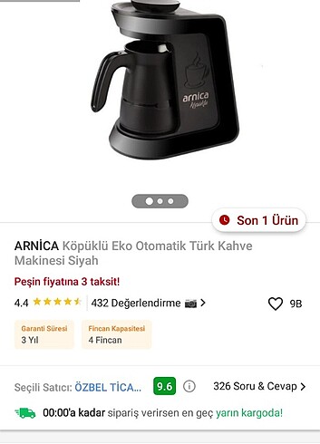 Arnica Köpüklü Eko Otomatik Türk Kahve Makinesi 
