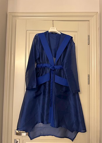 Parlak Mavi Uzun Kadın Sabahlık - Görsel 3