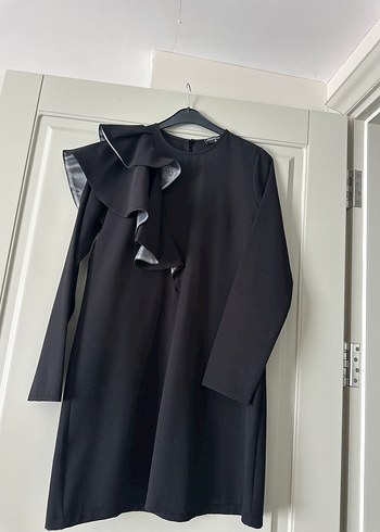 Uzun Kollu Siyah Midi Elbise - Görsel 3