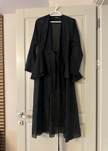 Siyah Uzun Hamile Keten Ceket - Görsel 2