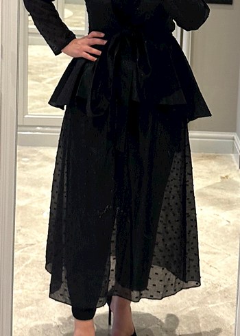 Siyah Uzun Hamile Keten Ceket - Görsel 7