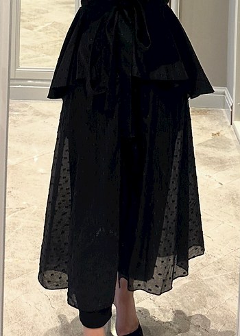 Siyah Uzun Hamile Keten Ceket - Görsel 6